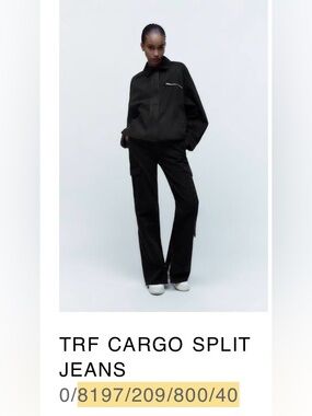 Zara Black Wide-Leg Cargo Split Pants